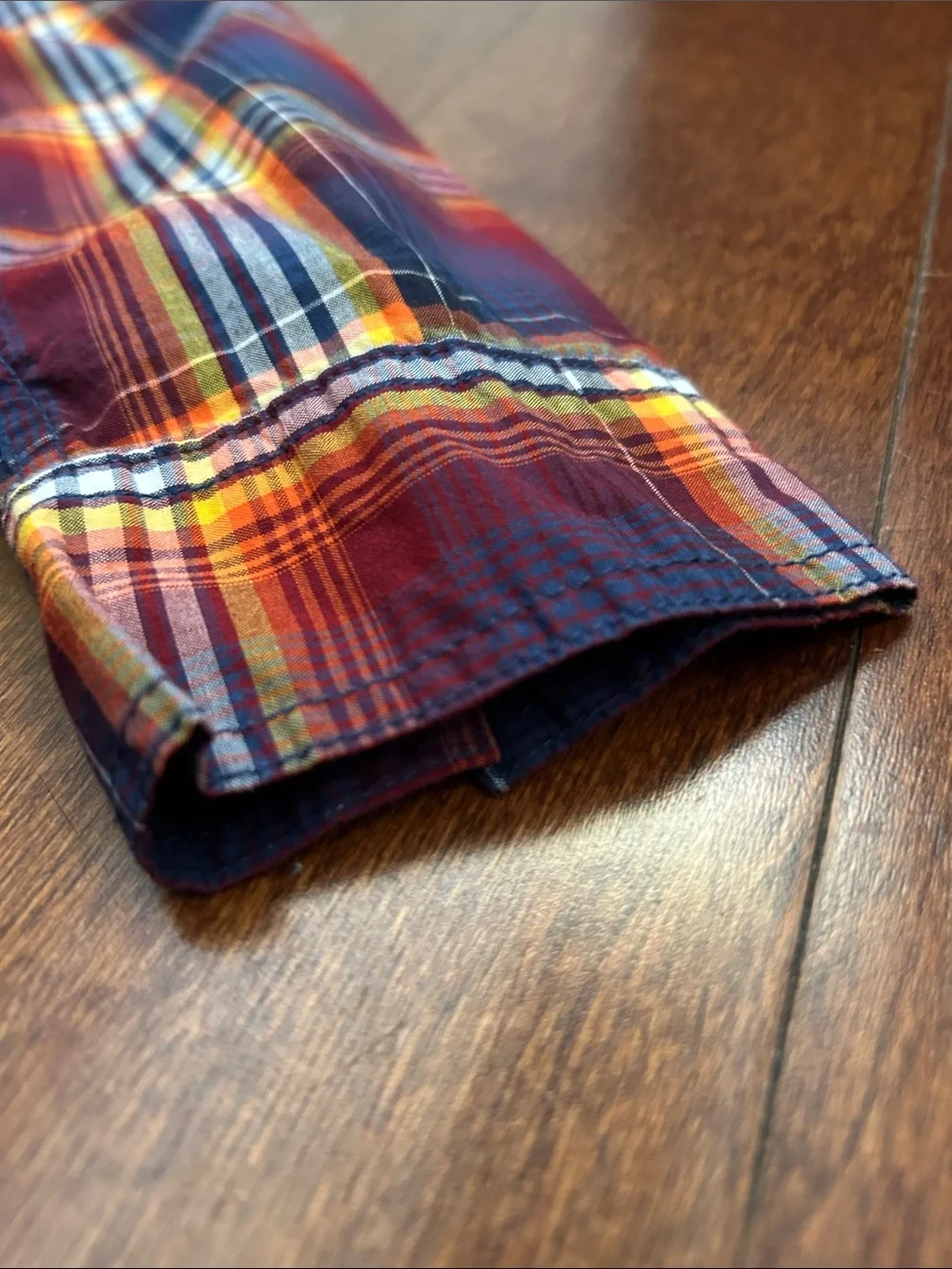 Gymboree Kid’s Plaid Button-Down Shirt in Navy, Red& Yellow, Size L (10-12)